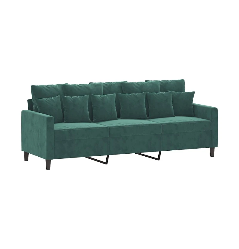 vidaXL 3-Seater Sofa Dark Green 70.9" Velvet