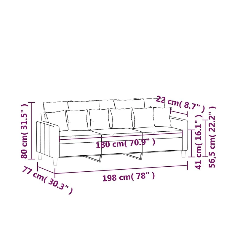 vidaXL 3-Seater Sofa Dark Green 70.9" Velvet