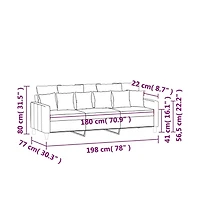 vidaXL 3-Seater Sofa Dark Green 70.9" Velvet