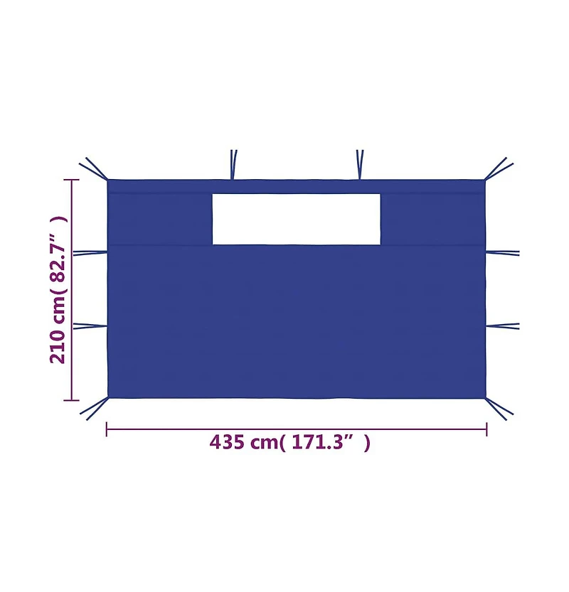 vidaXL Gazebo Sidewalls with Windows 2 pcs Blue