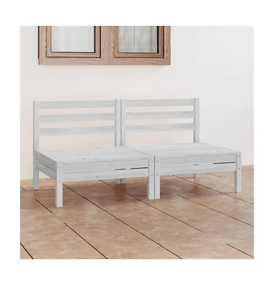 Patio 2-Seater Sofa White Solid Pinewood
