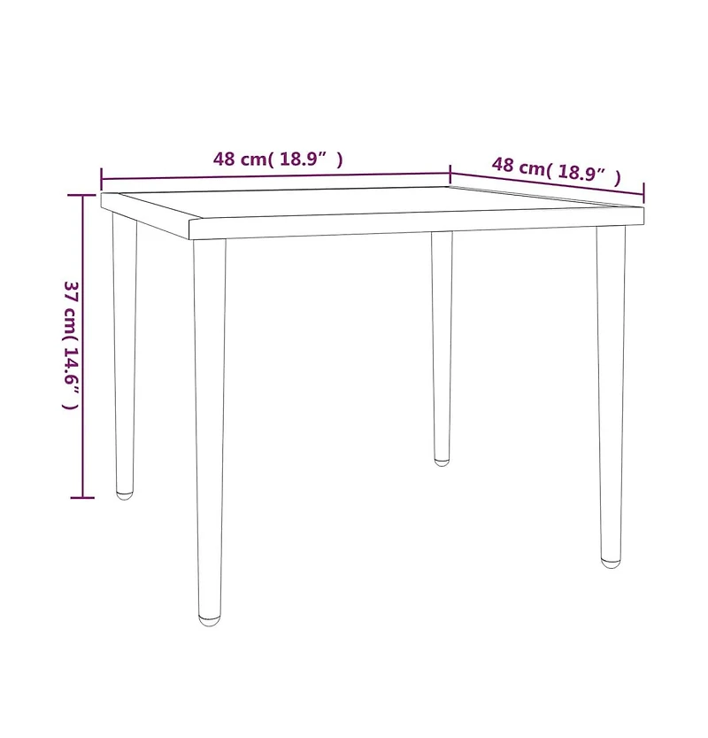 vidaXL Patio Table Gray 18.9"x18.9"x14.6" Steel