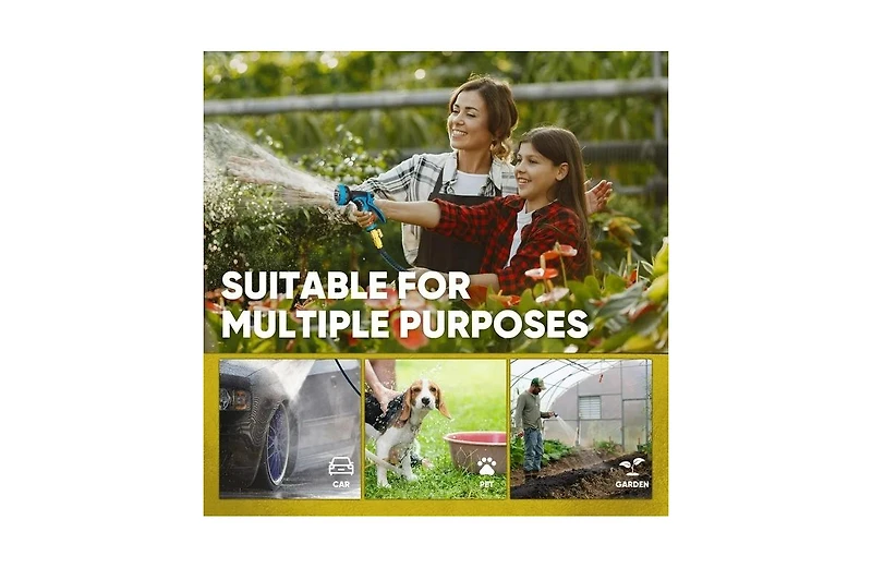 Kotto 25' Expandable Water Garden Hose: 10 Spray Nozzles, Solid Brass Connector, Leak-Proof Design