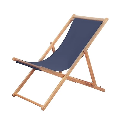 vidaXL Folding Beach Chair Fabric and Wooden Frame Blue
