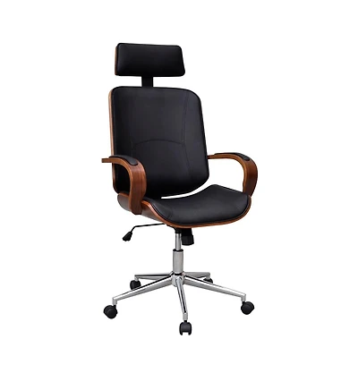 vidaXL Swivel Office Chair with Headrest Bentwood Artificial Leather