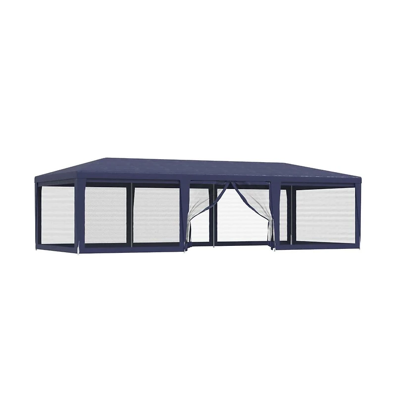 Party Tent with 8 Mesh Sidewalls Blue 29.5'x13.1' Hdpe
