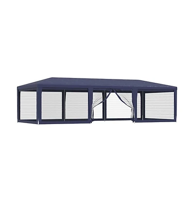 Party Tent with 8 Mesh Sidewalls Blue 29.5'x13.1' Hdpe