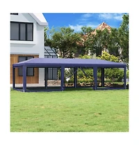 Party Tent with 8 Mesh Sidewalls Blue 29.5'x13.1' Hdpe