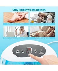 Skonyon Foot Spa Massager Tub with Removable Pedicure Stone and Massage Beads-Blue