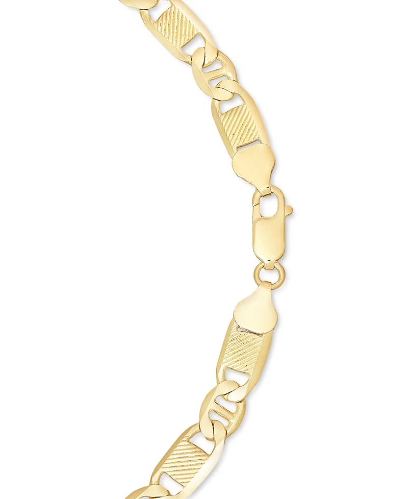 Italian Silver Men's Textured Mixed Mariner Link 22" Chain Necklace 14 Gold-plated Sterling
