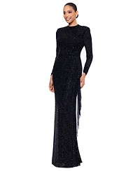 Betsy & Adam Women's Rhinestone Mesh Gown