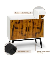 Gymax Sideboard Buffet Storage Cabinet w/2 Door Metal Legs Accent Cabinet 32In