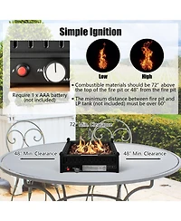Inolait 16.5 Inch Tabletop Propane Fire Pit with Simple Ignition System-Black