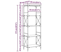 Bookcase 5-Tier Smoked Oak 23.2"x13.8"x67.3" Engineered Wood