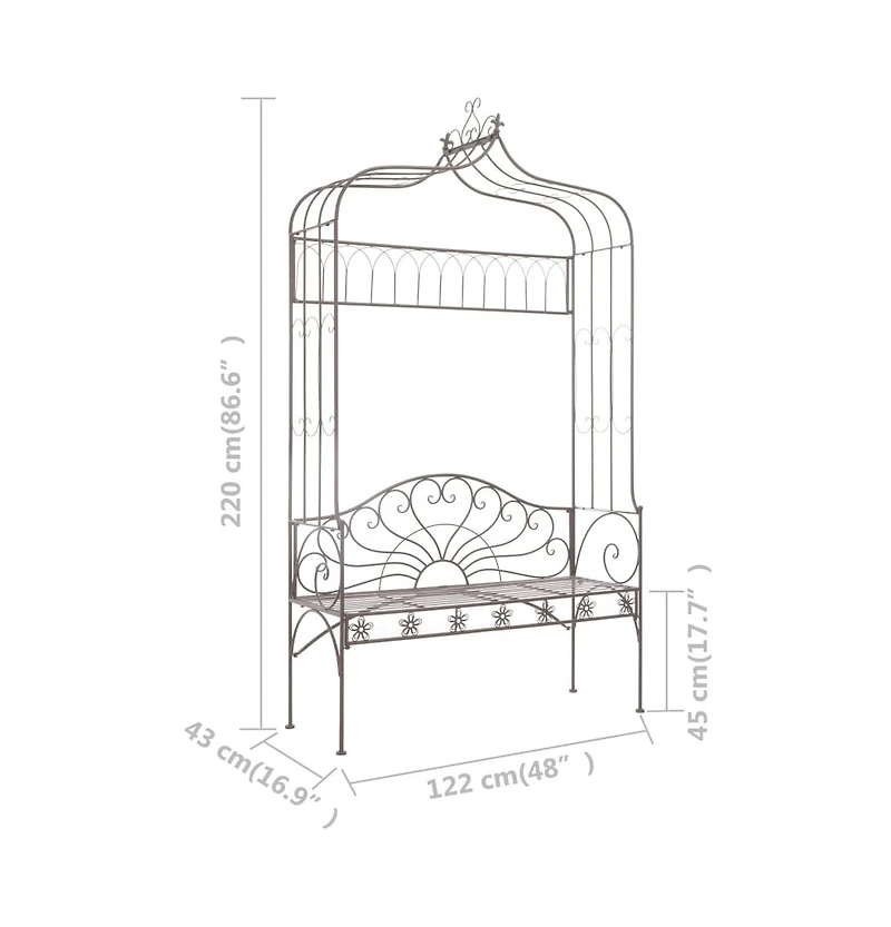 vidaXL Patio Bench 48" Iron Antique