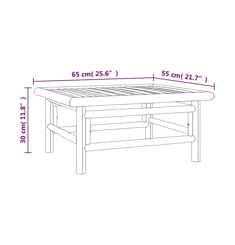 vidaXL Patio Table 25.6"x21.7"x11.8" Bamboo