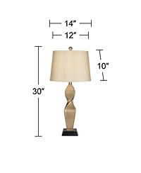 Possini Euro Design Helen 30" Tall Twist Sculptural Large Modern End Table Lamp Gold Finish Single Living Room Bedroom Bedside