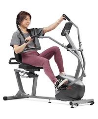 Sunny Health & Fitness Compact Performance Recumbent Bike with Dual Motion Arm Exercisers & Exclusive SunnyFit App Enhanced Bluetooth Connectivity