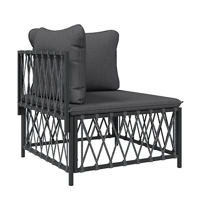 vidaXL Patio Corner Sofa with Cushions Anthracite Woven Fabric