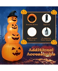 Vebreda 8 Feet Inflatable Halloween Pumpkins Stack with Built-in Led Lights