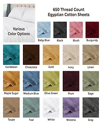 Superior 650-tc Egyptian Cotton Solid Deep Pocket Sheet Set, California King