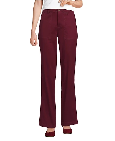 Lands' End Petite High Rise Chino Utility Straight Leg Pants