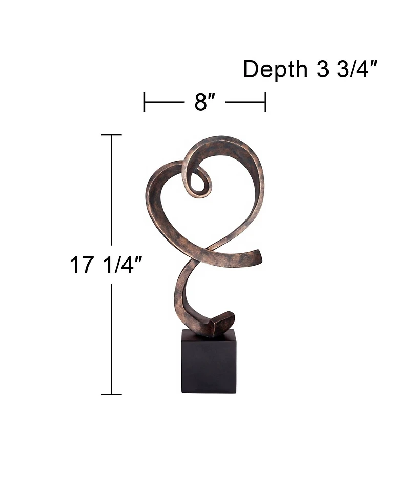 Studio 55D Swirling Heart 17 1/4" High Brushed Nickel Modern Sculpture