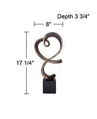 Studio 55D Swirling Heart 17 1/4" High Brushed Nickel Modern Sculpture
