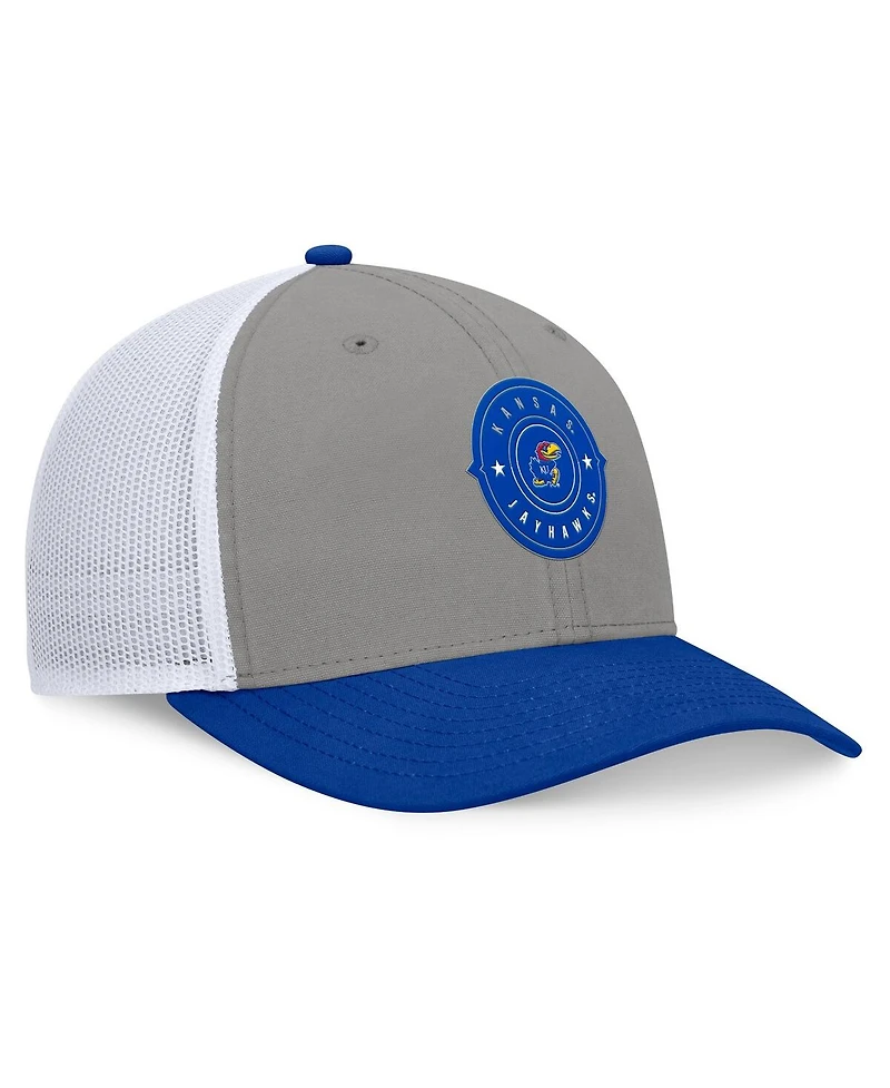 Top of the World Men's Gray/Royal Kansas Jayhawks Rob Trucker Adjustable Hat