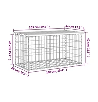 vidaXL Patio Bench Gabion Design 40.6"x17.3"x16.5" Solid Wood Pine