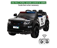12V Kids Police Ride On Car Electric Cars 2.4G Remote Control, Led Flashing Light, Music & Horn.