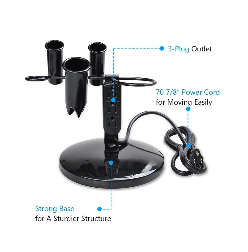 Byootique 2Pcs Tabletop Salon Appliance Holders Hair Tool Stands Blow Dryer Hair Iron w/ 3 Outlets