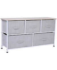 Homcom 40" L Chest of Drawer, 5 Drawer Dresser Unit Horizontal Storage