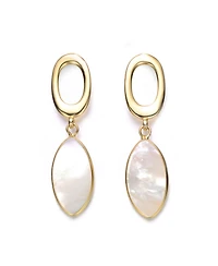Sterling Silver with 14K Gold Plated Pearl Drop Earrings