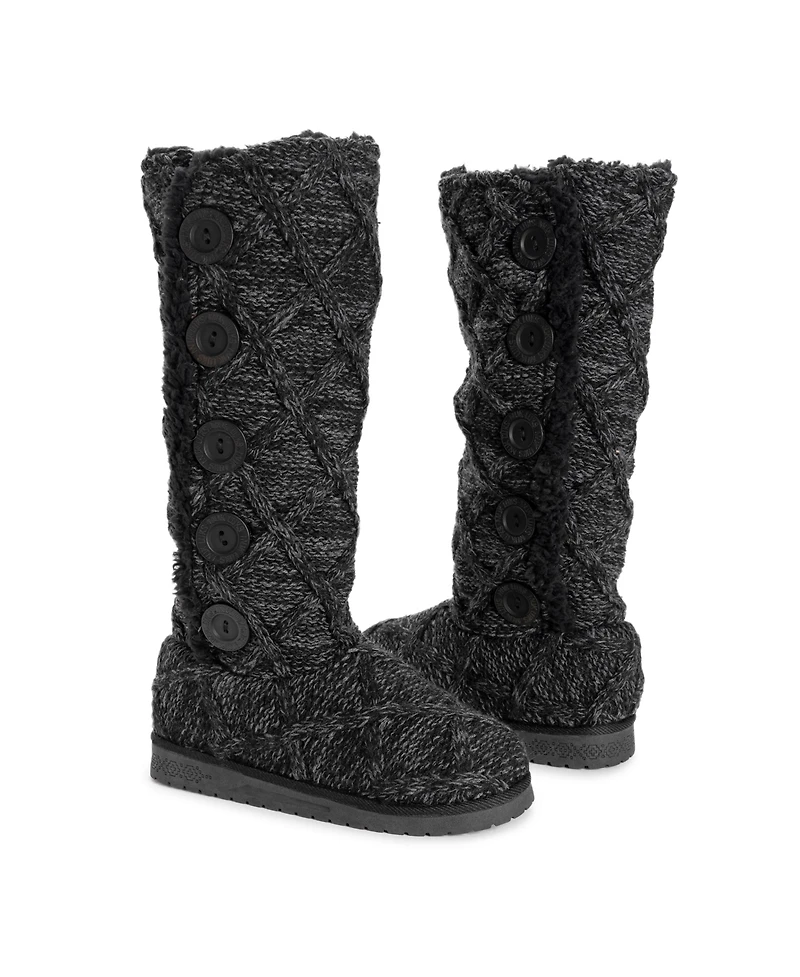 Muk Luks Women's Malena Boots, Black Lattice, 7