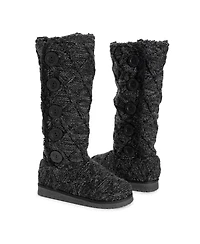 Muk Luks Women's Malena Boots, Black Lattice, 7