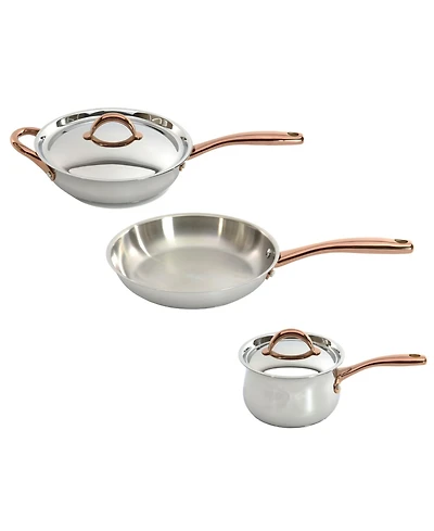 BergHOFF Ouro Gold 5pc 18/10 Stainless Steel Starter Set, Ss Lids, Rose Gold Handles