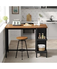 Tribesigns Kitchen Island, Kitchen Shelf Kitchen Bar Table with 5 Open Storage Shelves and Large Worktop, Industrial Butcher Block Island (Stools Not