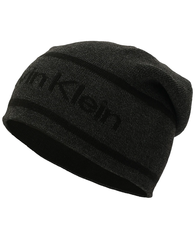Calvin Klein Men's Jacquard Stripe Logo Beanie