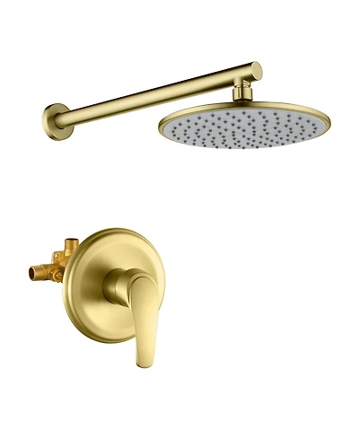 Boyel Living 1-Spray Patterns with 3.4 Gpm 9 in. Wall Mount Rain Fixed Shower Head with Single Handle and Valve