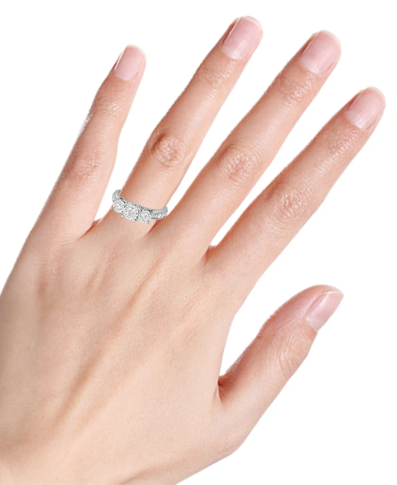 TruMiracle Diamond Three Stone Engagement Ring (1 ct. t.w.) 14k White Gold