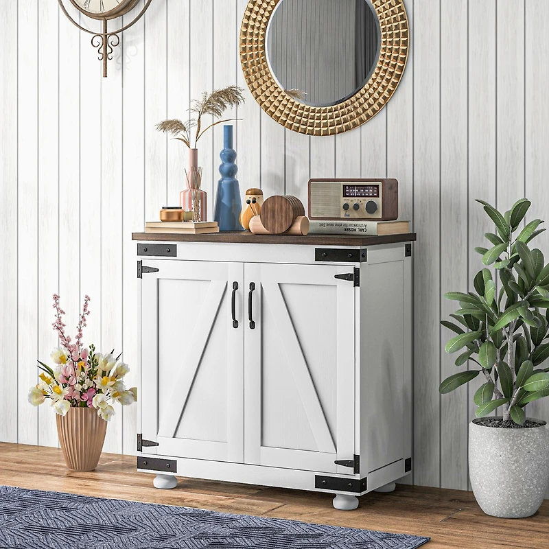 Homcom Sideboard, Buffet with Barn Door and Adjustable Shelf,