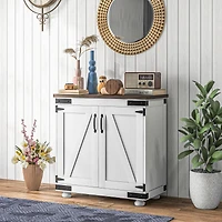 Homcom Sideboard, Buffet with Barn Door and Adjustable Shelf,