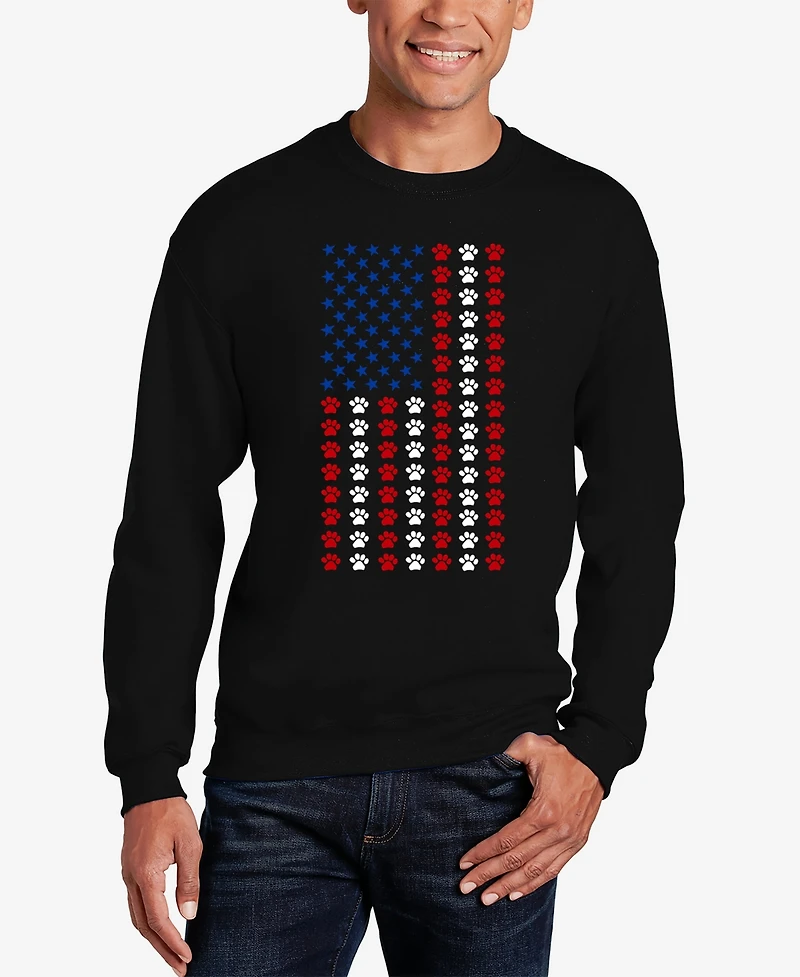 La Pop Art Men's Paws Flag Word Crewneck Sweatshirt