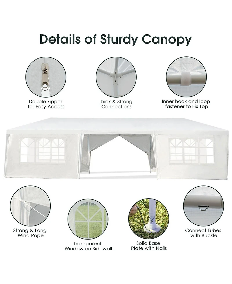 Givimo 10 x 30 Feet Outdoor Canopy Tent with 6 Removable Sidewalls and 2 Doorways