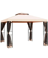 Givimo 10 x 10 Feet 2-Tier Vented Metal Canopy with Mosquito Netting