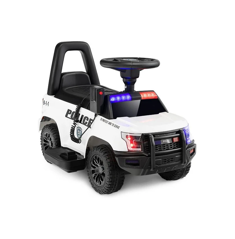 Givimo 6V Kids Ride On Police Car with Real Megaphone and Siren Flashing Lights