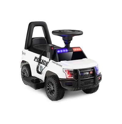 Givimo 6V Kids Ride On Police Car with Real Megaphone and Siren Flashing Lights