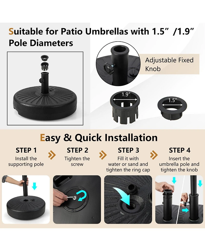 Givimo 20 Inch Fillable Heavy-Duty Round Umbrella Base Stand