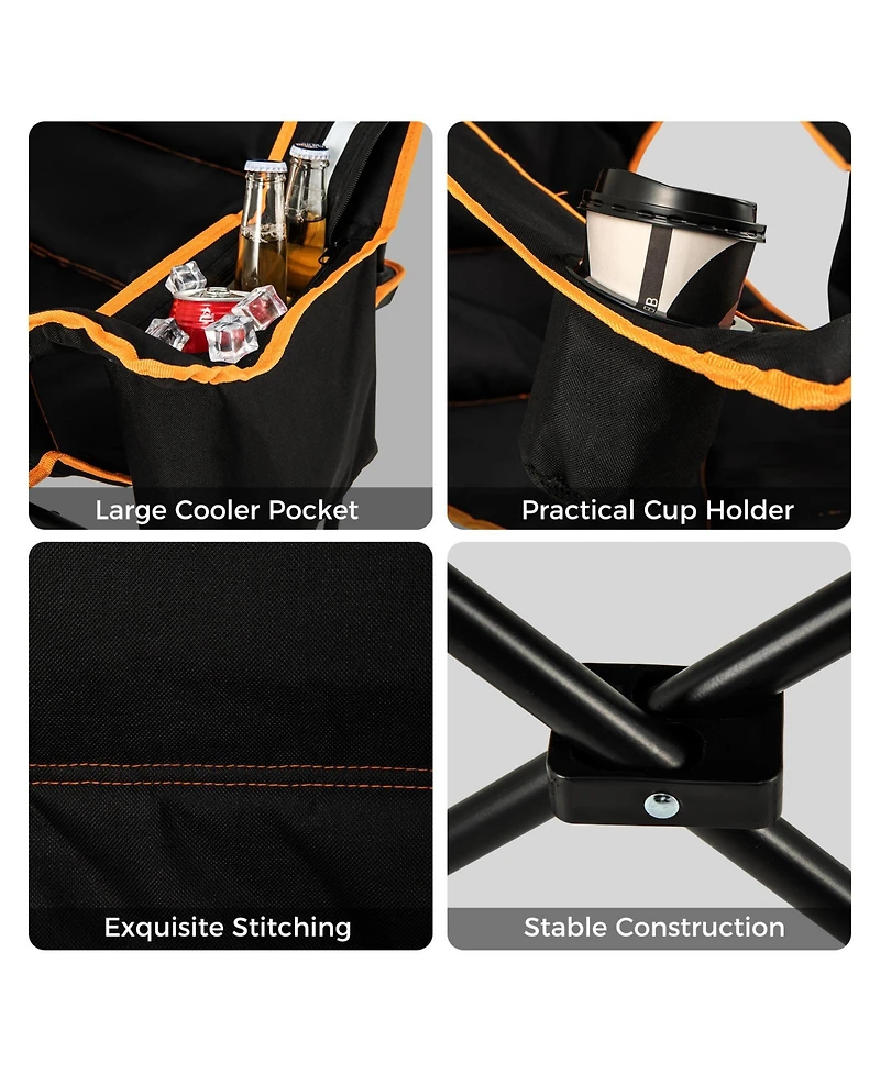 Givimo Folding Camping Chair with Footrest Camping Lounge Chair with Carry Bag-Black